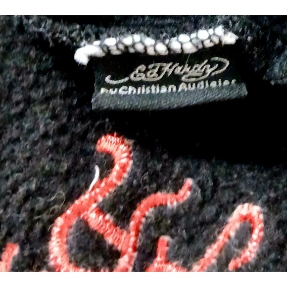Ed Hardy by Christian Audigier XXL Black Skull Embroidered Sweatshirt Y2K Vintag - Picture 8 of 9